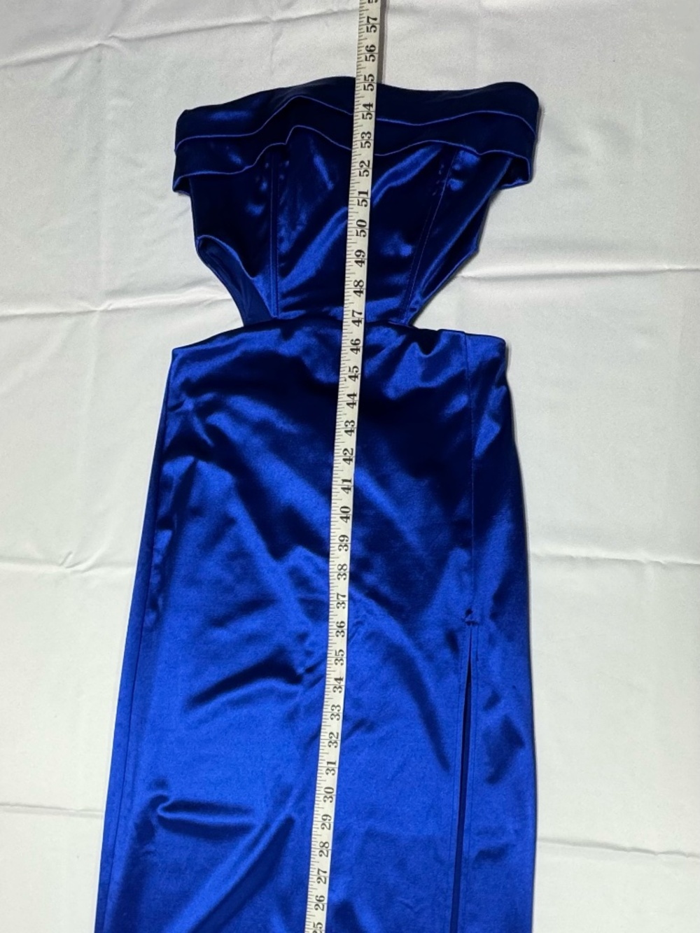 Lucy in the Sky Satin Cutout Corset Maxi in Blue - Size S - NEW Without Tag. - Picture 9 of 15